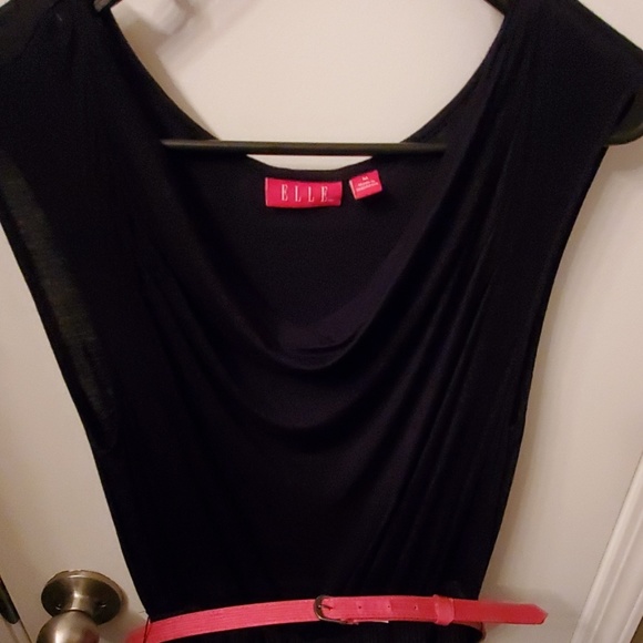 Cute Elle Black Dress with Pink Belt - Picture 5 of 7